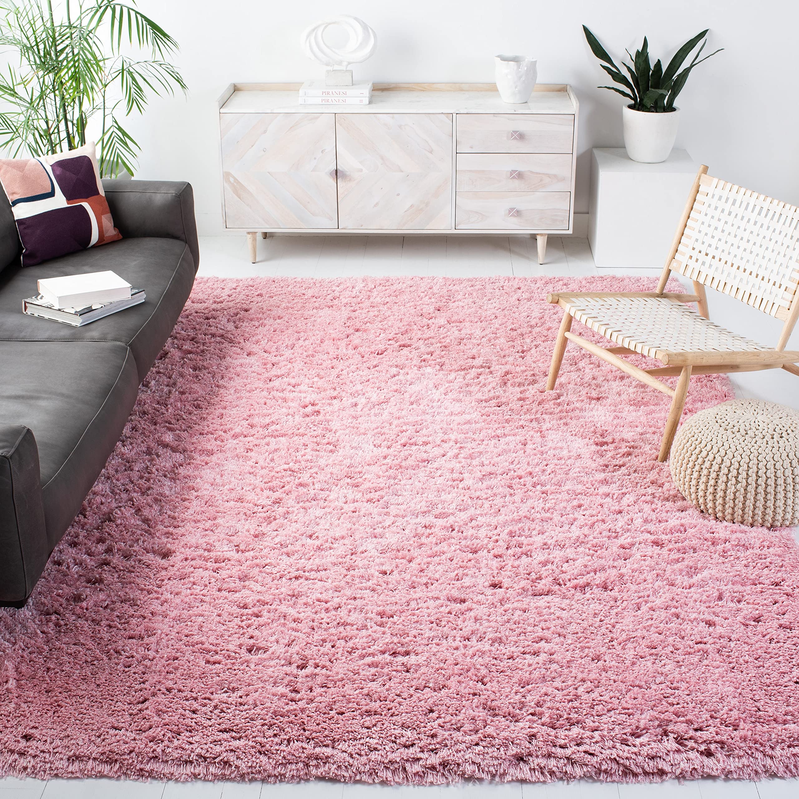 Safavieh Polar Shag Collection 4' Square Light Pink PSG800P 3-inch Extra Thick Area Rug