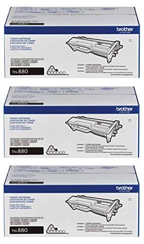 Brother Genuine Super High Yield Black Toner Cartridge 3-Pack, TN880, Replacement Black Toner, Page Yield Up to 12,000 Pages Each