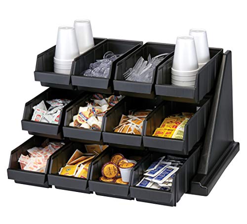 Cambro 12RS12110 Black Versa Self Serve Condiment Bin Stand Set with 3-Tier Stand and 12