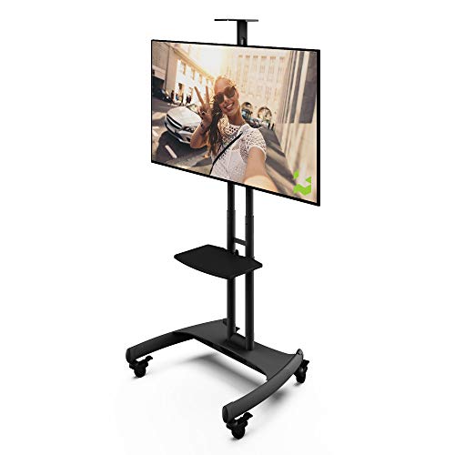 Kanto MTM65PL Height Adjustable Mobile TV Stand with Adjustable Shelf for 37-inch to 65-inch TVs | Supports up to 80 lb Total | Integrated Cable Management |