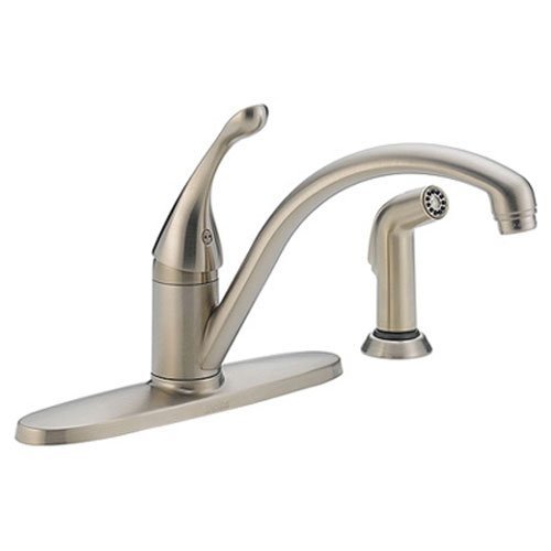 Delta Faucet Collins Single-Handle Kitchen Sink Faucet with Side Sprayer in Matching Finish, Stainless 440-SS-DST