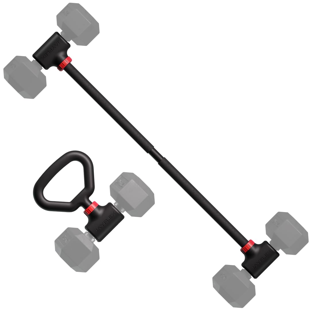 Jayflex Hyperbell Dumbbell Converter - Convert Dumbbells to Barbell Set and Kettlebell for Home Fitness - Adjustable & Up to 200 lb Capacity Weight Barbell for Weight Lifting
