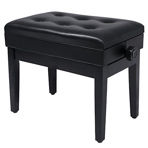 Songmics Adjustable Wooden Piano Bench Stool with Sheet Music Storage Black ULPB57H