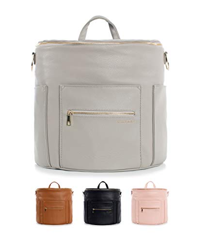 Fawn Design Premium Vegan Leather Diaper Bag and Backpack (Gray 2.0)