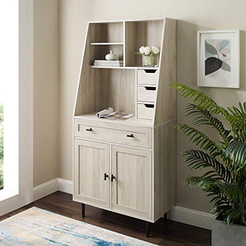WALKER EDISON Furniture Company Secretary Hutch Wood Desk with Keyboard Drawer Bookshelf Home Office Storage Cabinet