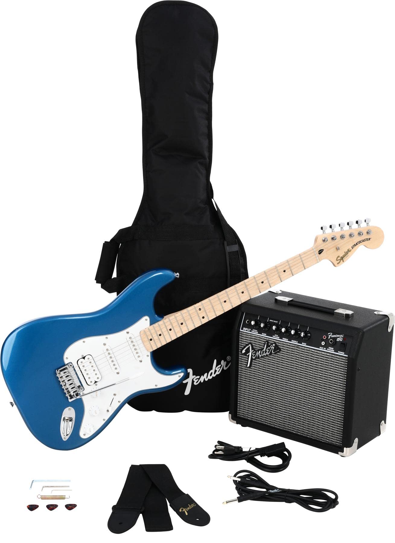 Fender Squier by  Affinity Series Stratocaster Pack, HSS, Maple Fingerboard, Lake Placid Blue