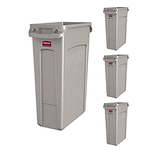 Rubbermaid Commercial Products Slim Jim Trash Can Waste Bin with Venting Channels