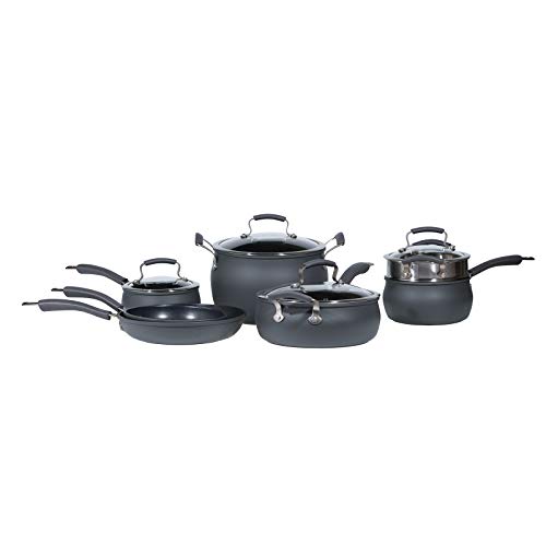 Tabletops Unlimited, Inc Epicurious Cookware Collection- Dishwasher Safe Oven Safe, Nonstick Hard Anodized 11 Piece Cookware Set