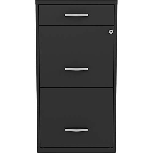 Hirsh Industries Space Solutions 18in Deep 3 Drawer Metal Organizer File Cabinet Black, Letter Size, Fully Assembled