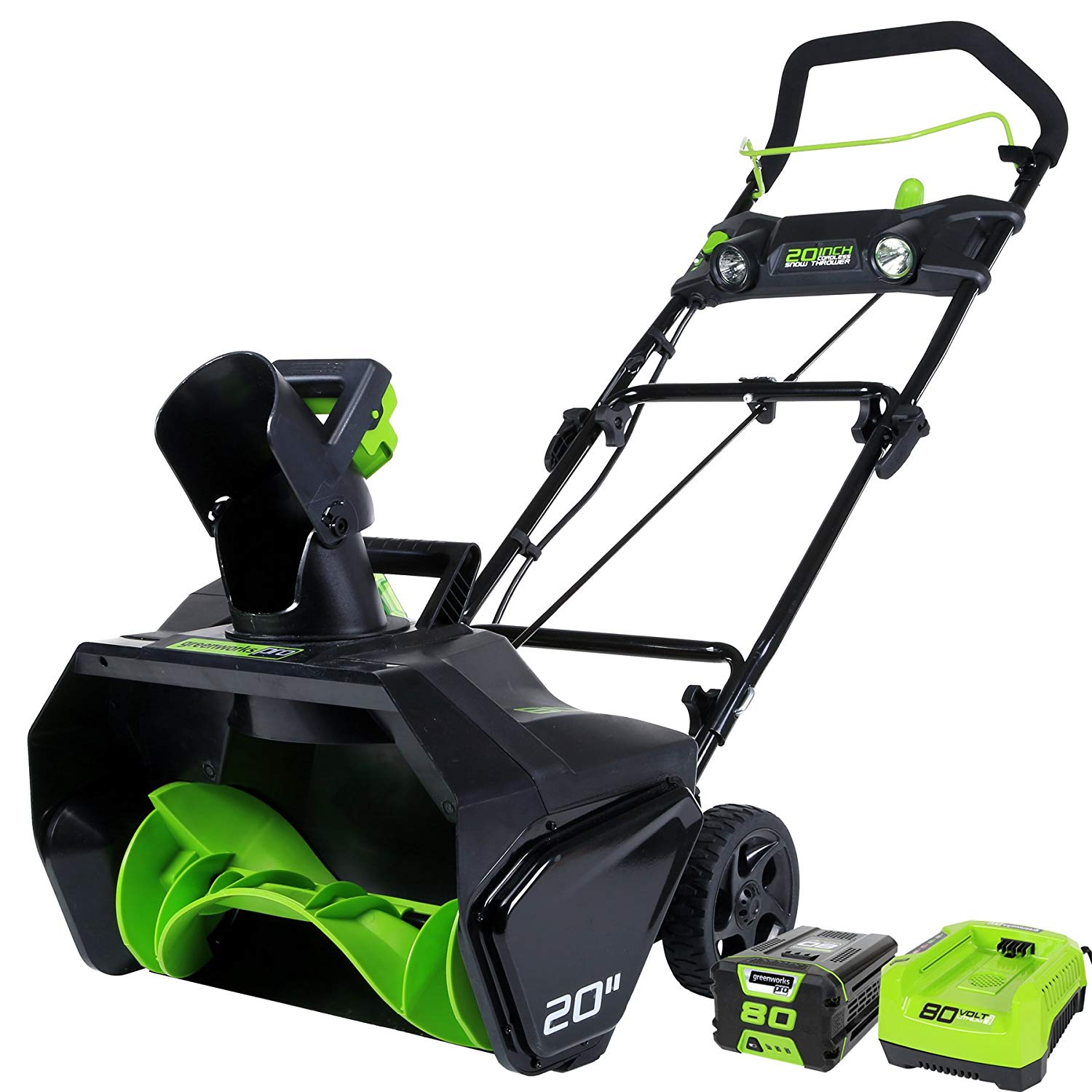 GreenWorks Pro 80V 20-Inch Cordless Snow Thrower, 2Ah Battery & Charger Included