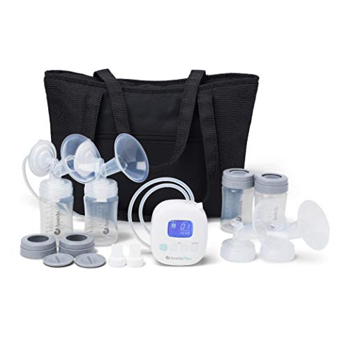 Ameda MYA Portable Hospital Strength Electric Breast Pump with Large Tote, Includes 24mm Flanges, Freezer-Safe Storage Bottles, and a Built-in Rechargeable Battery, White