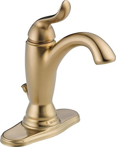 Delta Faucet Linden Single Hole Bathroom Faucet, Gold Bathroom Faucet, Single Handle, Diamond Seal Technology, Metal Drain Assembly, Champagne Bronze 594-CZMPU-DST