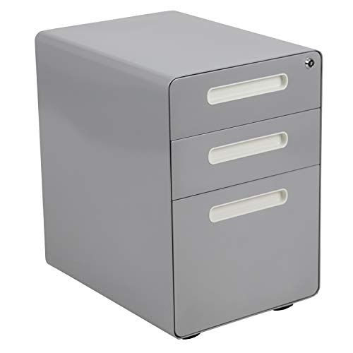 Flash Furniture 3-Drawer Mobile Filing Cabinets, Gray