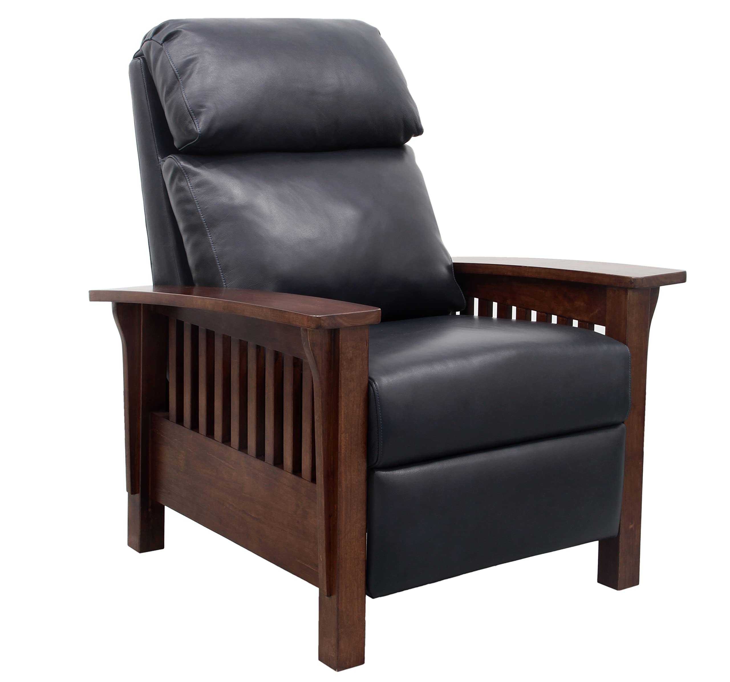 Barcalounger Mission Manual Push Back Leather Recliner ...