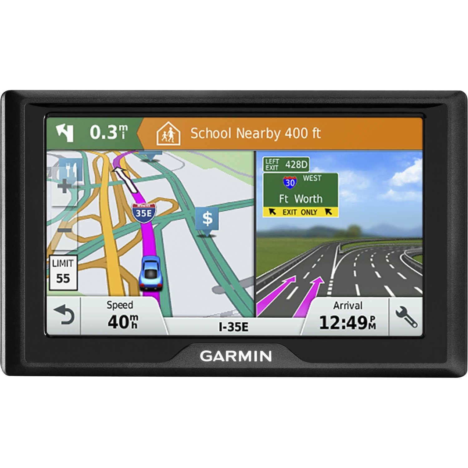 Garmin Drive 51 USA LM GPS Navigator System with Lifetime Maps, Spoken Turn-By-Turn Directions, Direct Access, Driver Alerts, TripAdvisor and Foursquare Data