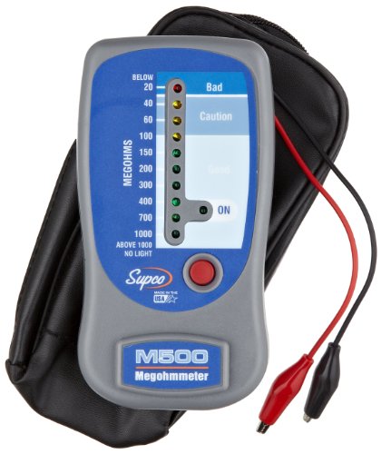 Supco M500 Insulation Tester/Electronic Megohmmeter with Soft Carrying Case, 0 to 1000 megohms