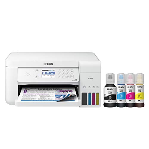 Epson EcoTank ET-3710 Wireless Color Inkjet All-in-One Supertank Printer, White