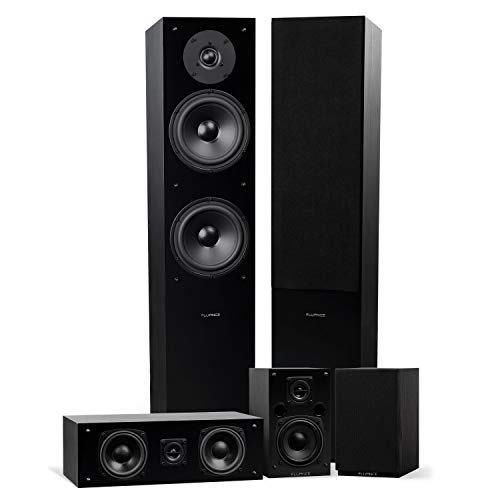 Fluance Elite High Definition Surround Sound Home Theater 5.0 Channel Speaker System Including Floorstanding Towers, Center Channel and Rear Surround Speakers - Black Ash (SXHTB-BK)