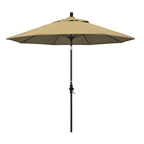 California Umbrella GSCUF908117-F67 9' Round Aluminum Pole Fiberglass Rib Market Patio Umbrella, Bronze, Champagne