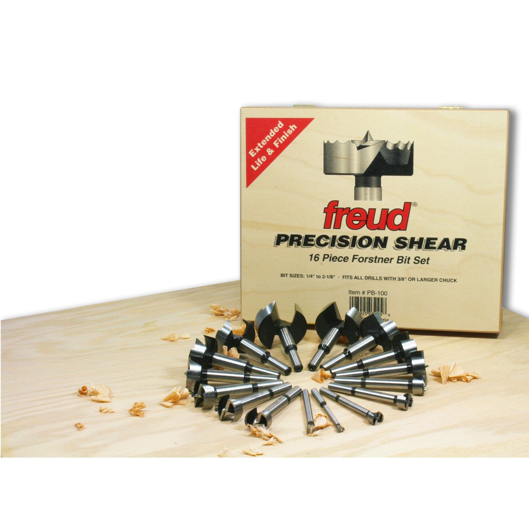 Freud 16 Pcs. Precision Shear Serrated Edge Forstner Drill Bit Set 1/4-Inch to 2-1/8-Inch, Multi, One Size