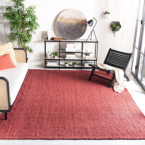 Safavieh Natural Fiber Collection NF730D Hand Woven Red Jute Square Area Rug (7' Square)