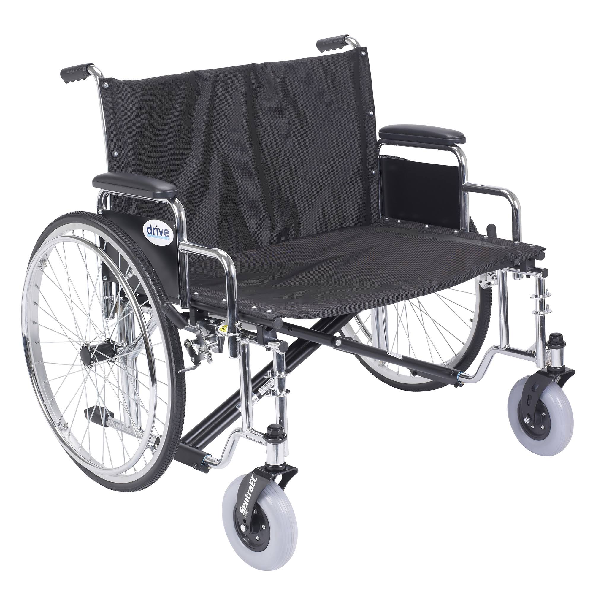 Drive Medical Sentra EC Heavy Duty Extra Wide Wheelchair with Various Arm Styles Arms, Black, 30
