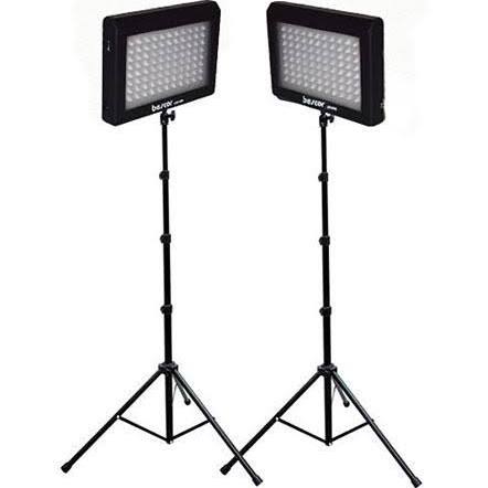 Bescor LED-95DK2 LED Video Light Kit with Two LED Light Panels, Two Pieces Floor Stands and Two AC Adaptors