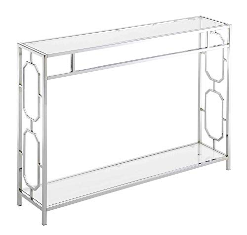 Convenience Concepts Omega Chrome Console Table, Clear Glass / Chrome Frame