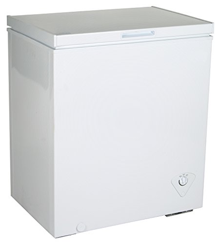 Koolatron KTCF155 5.5 Cubic Foot (155 Liters) Chest Freezer with Adjustable Thermostat - CFC Free with Compressor Cooling, Removable Storage Basket, White