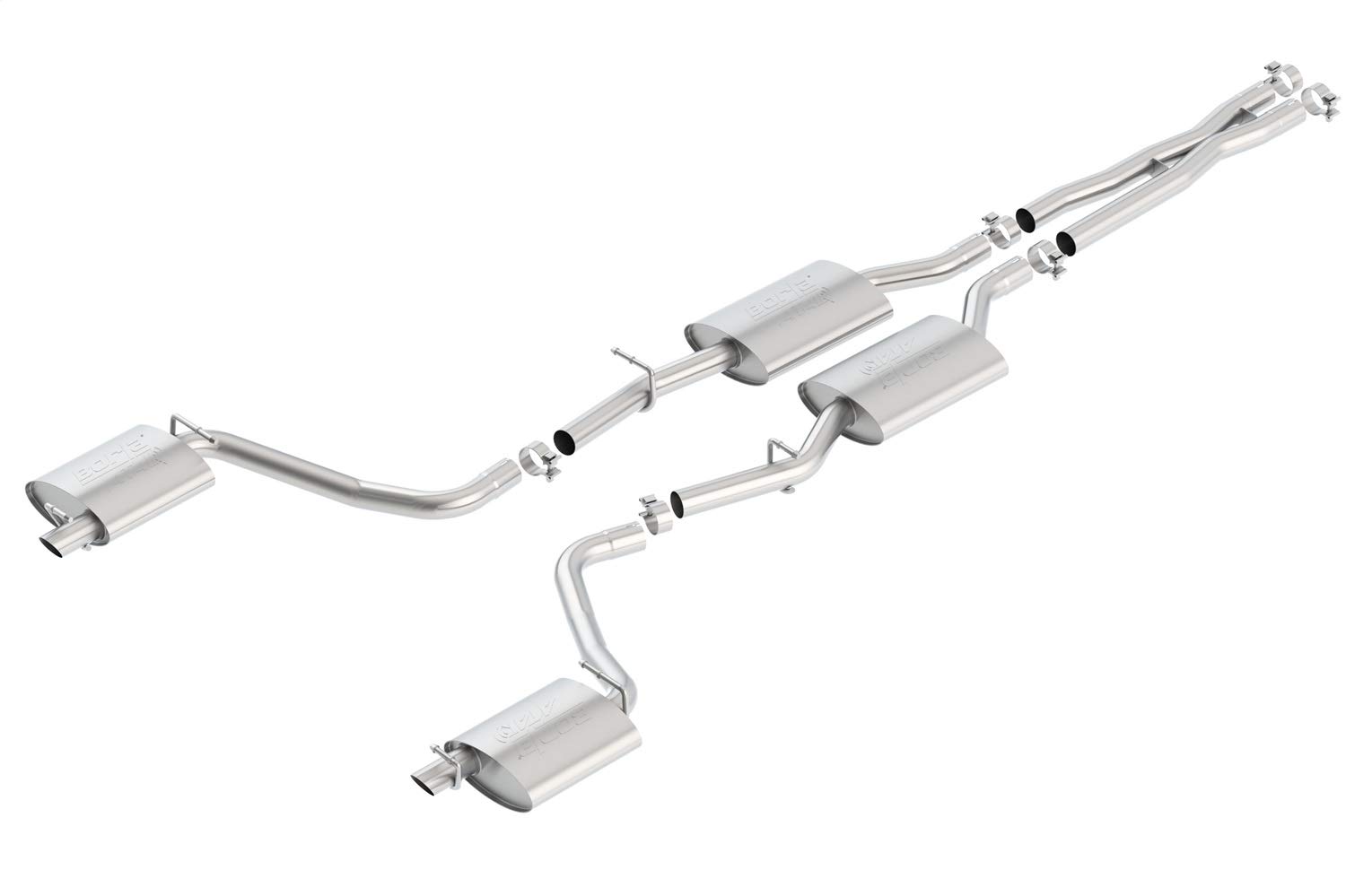 Borla 140650 Cat-Back Perf. Exhaust System 2015-2023 Dodge Challenger SXT V6 & GT V6 T-304 Stainless Steel ATAK Sound Dual Split Rear Exit Single Outlet Each Side Tips NOT included Reuse O.E.T ips