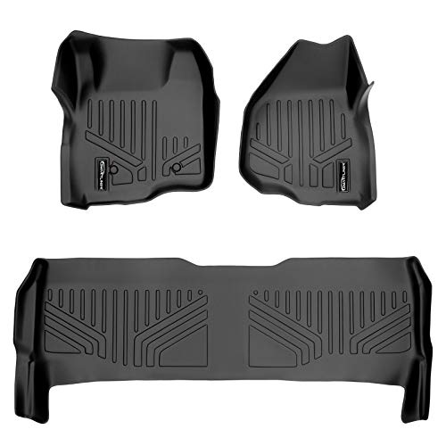 MAX LINER MAXLINER Floor Mats 2 Row Liner Set Black for 2011-2012 Ford F-250 / F-350 / F-450 / F-550 Super Duty Crew Cab with Depressed Drivers Side Pedal