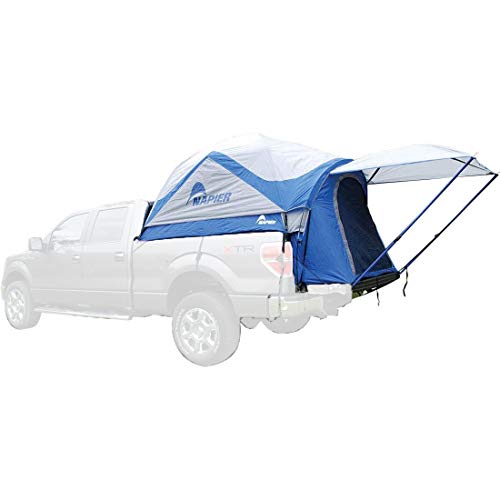 Napier Sportz Vehicle Specific Compact Short Truck Bed Portable 2 Person Outdoor Camping Tent with Optional 4 x 4 Foot Sun Awning, Blue