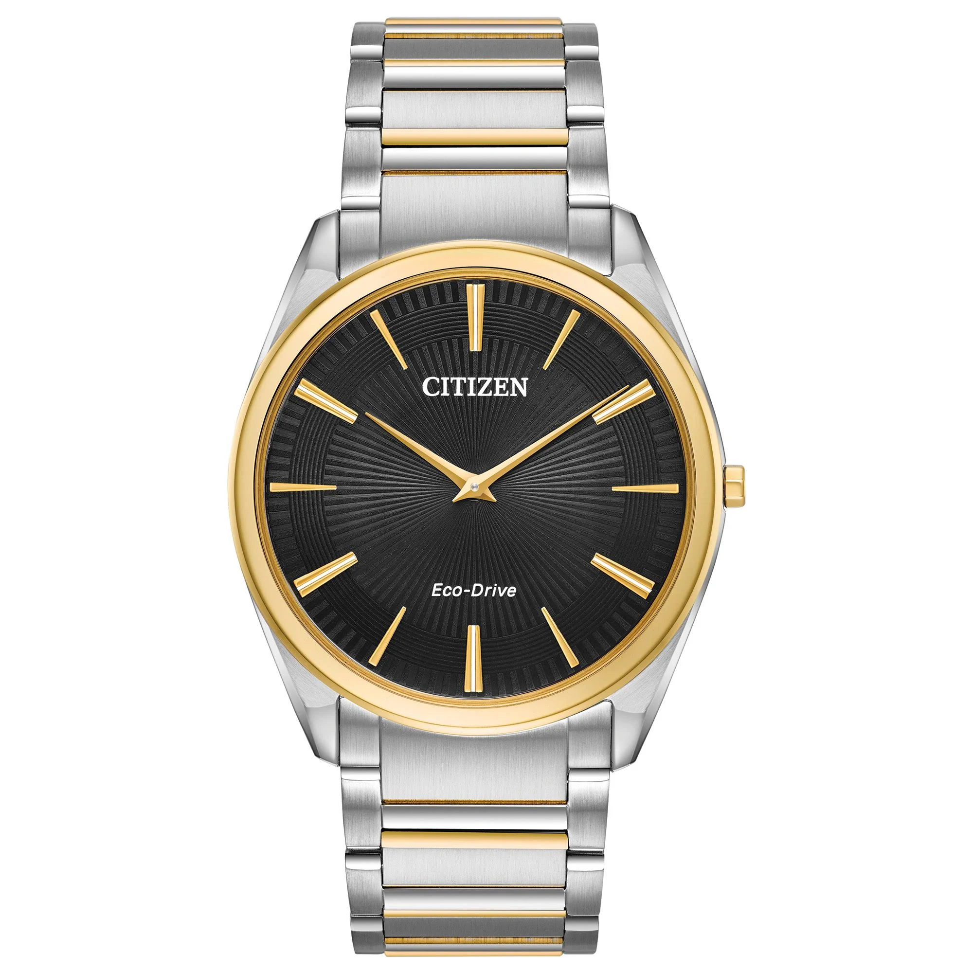 Citizen Eco-Drive Men's Stiletto Two-Tone Stainless Steel and Black Dial Watch AR3074-54E
