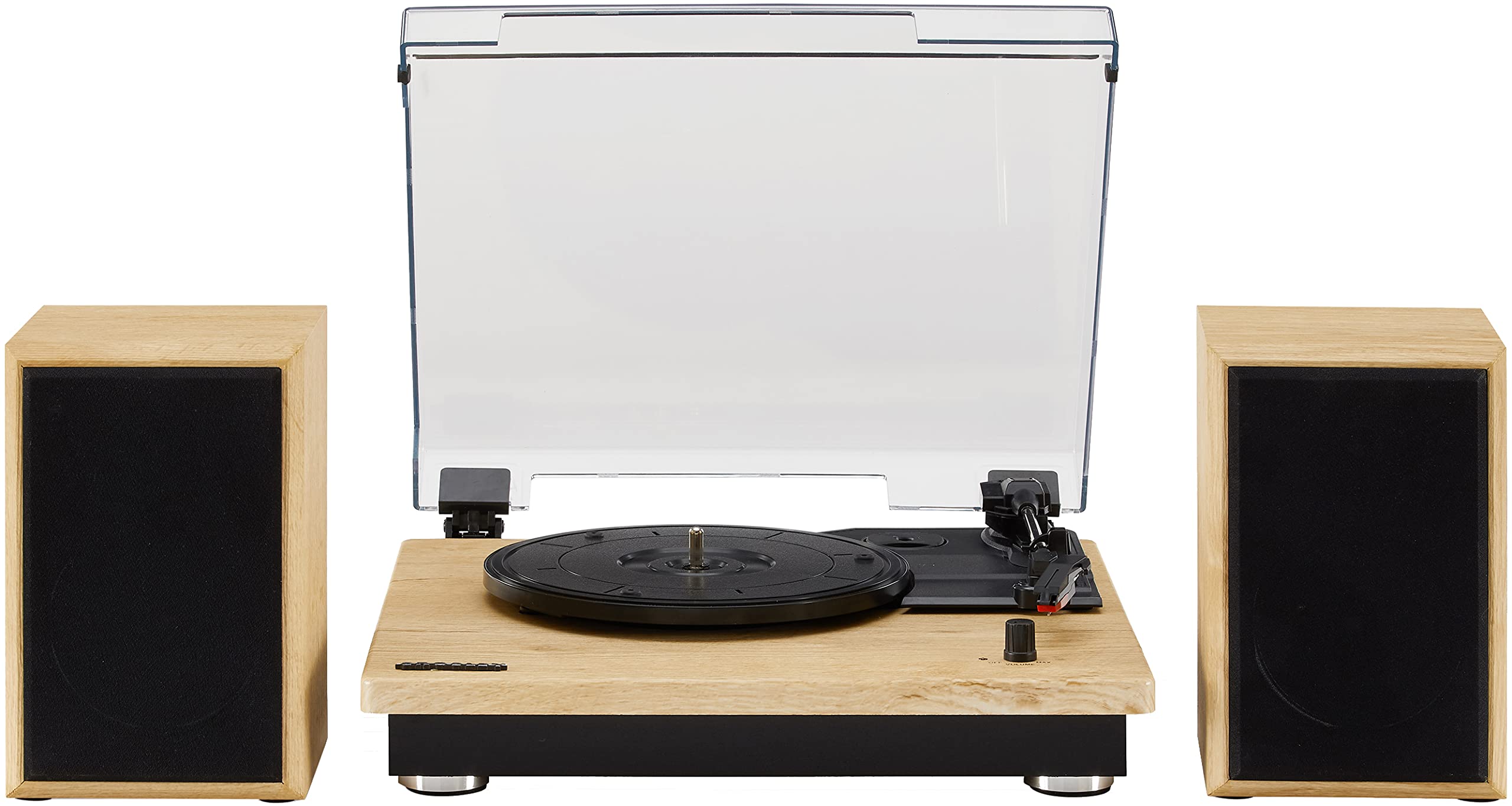 Crosley CR6043A-NA Brio Bluetooth Turntable Shelf System with Included Speakers, Natural
