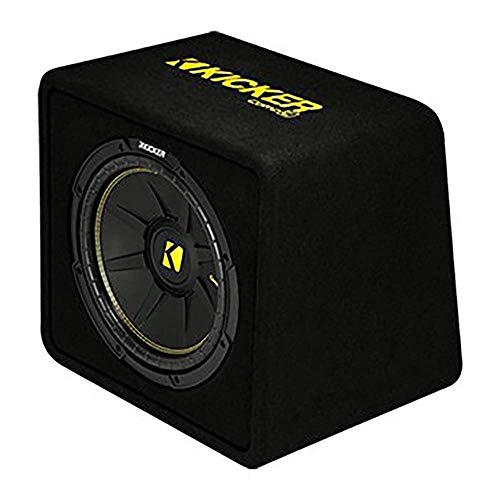 Kicker 44VCWC124 CompC 12 Inch 600 Watt 4 Ohm Compact Vented Loaded Thin Profile Car Audio Subwoofer Enclosure Box with Ported Design