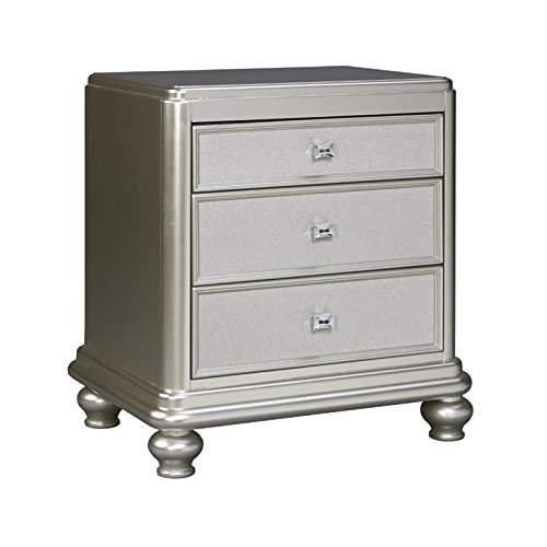 Ashley Coralayne B650-93 26" 3-Drawer Nightstand with Turned Bun Feet Felt-Lined Top Drawer and Faux Shagreen Texturing in