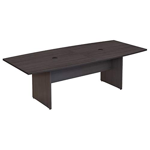 Bush Business Furniture 96W x 42D Boat Shaped Conference Table with Wood Base in Storm Gray