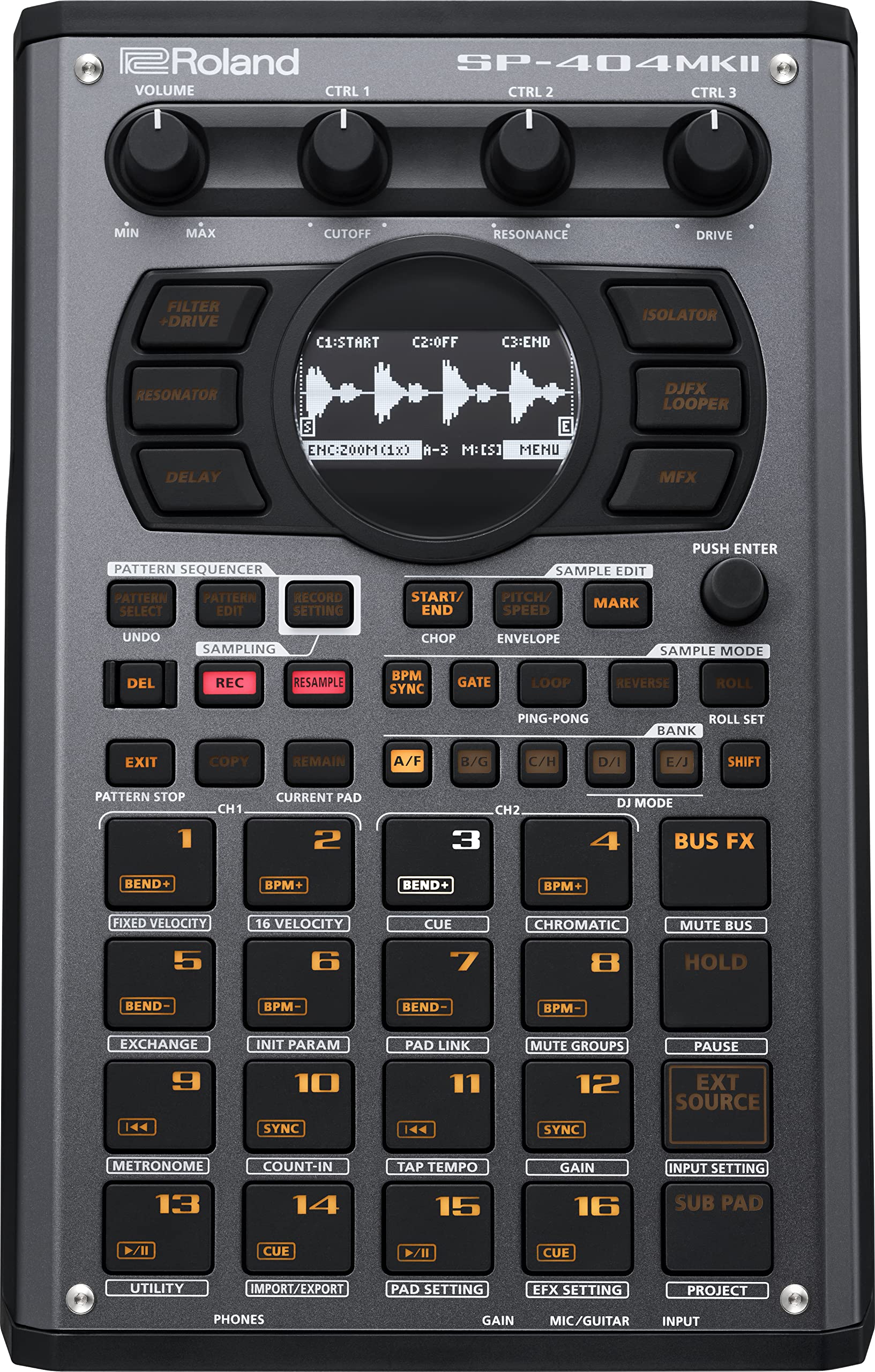 Roland  SP-404MKII Creative Sampler and Effector with 16GB Internal Storage, 32-Voice Polyphony and 160 Samples Per Project, Black (SP-404MK2)