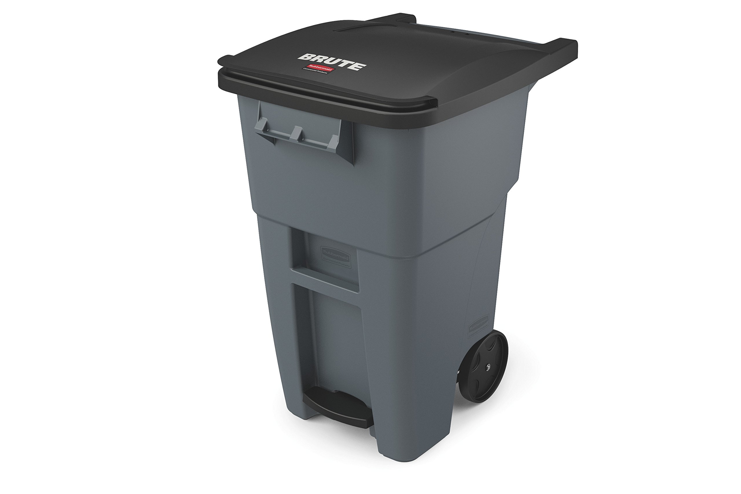 Rubbermaid Commercial Products Brute Step-On Rollout Trash/Garbage Can/Bin with Wheels, 50 GAL, for Restaurants/Hospitals/Offices/Back of House/Warehouses/Home, Gray (1971956)