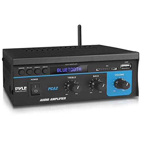 Pyle Home Audio Power Amplifier System 2X40W Mini Dual Channel Sound Stereo Receiver Box w/ LED For Amplified Speakers, CD Player, Theater via 3.5mm RCA for Studio, Home Use  PCA2 Black