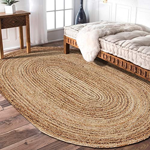 Lr Home Rug Jute LR12036-NGY79OV Natural/Gray Oval 7 x 9 ft Indoor, 7' x 9'