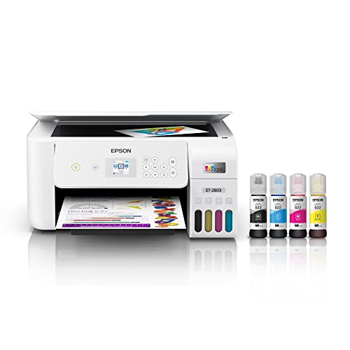  Epson Premium EcoTank 2803 Series All-in-One Color Inkjet Cartridge-Free Supertank Printer I Print Copy Scan I Wireless I Mobile & Voice-Activated Printing I Print Up to 10 ISO ppm I 1.44"...