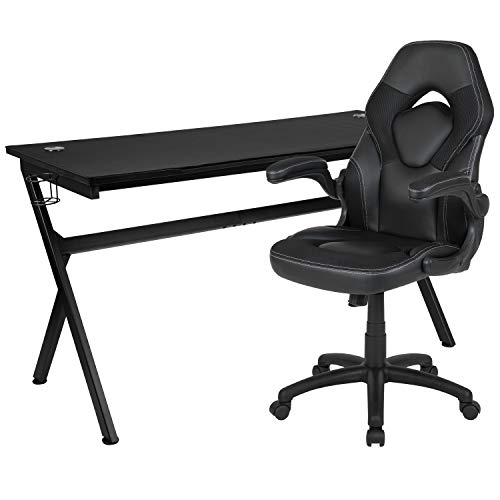 Flash Furniture Red Gaming Desk and Black Reclining Gaming Chair Set with Cup Holder and Headphone Hook