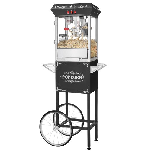 Great Northern Popcorn Company Black 8 oz. Ounce Foundation Vintage Style Popcorn Machine and Cart
