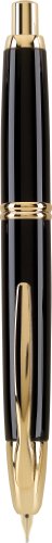 PILOT Vanishing Point Collection Refillable & Retractable Fountain Pen, Black Barrel with Gold Accents, Blue Ink, Medium Nib (60265)