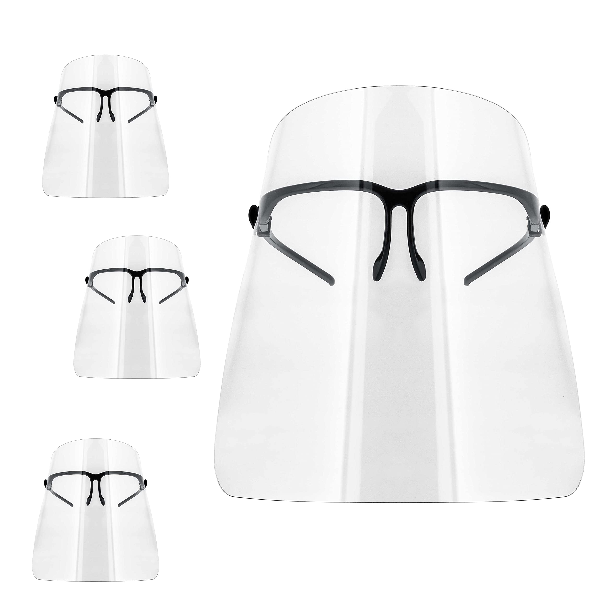 TCP Global Salon World Safety Face Shields with Glasses Frames (Pack of 10) - Ultra Clear Protective Full Face Shields