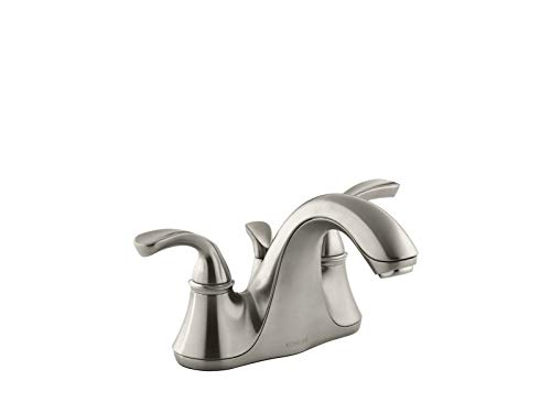KOHLER Forte K-10215-4-BN Single Handle Single hole or Centerset Bathroom Faucet with Metal Drain Assembly in Brushed Nickel