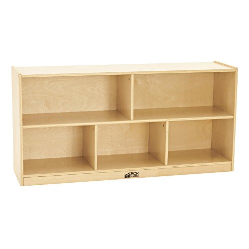 ECR4Kids ELR-0419 Birch 5-Section School Classroom Storage Cabinet with Casters, Commercial or Personal Storage, Kids? Storage Organizer Shelf, Friendly Design, Certified and Safe, 24? High, Natural