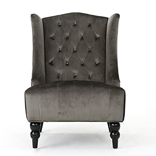 Christopher Knight Home Toddman High-Back Velvet Club Chair, Grey