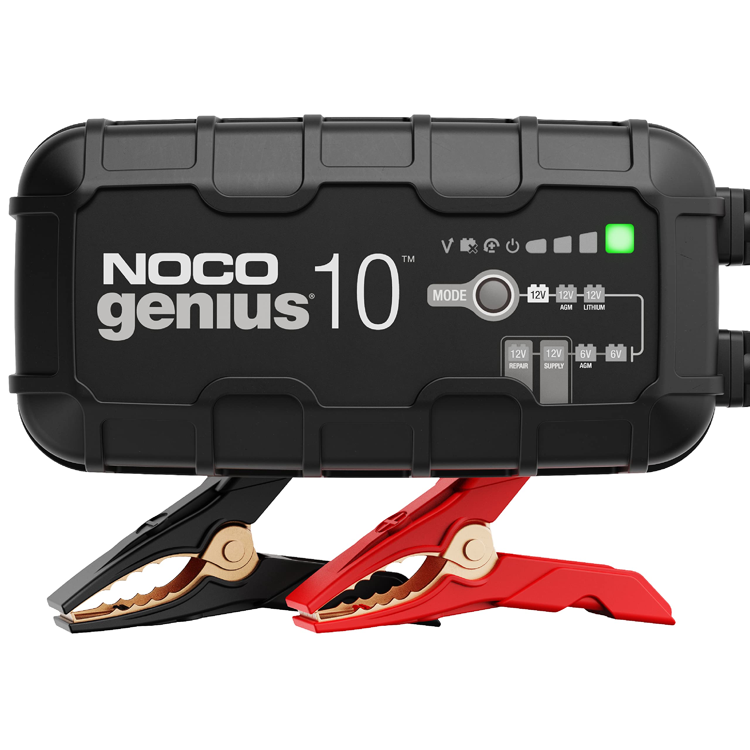 NOCO GENIUS10, 10A Smart Car Battery Charger, 6V and 12V Automotive Charger, Battery Maintainer, Trickle Charger, Float Charger and Desulfator for AGM, Motorcycle, Lithium and Deep Cycle Batteries